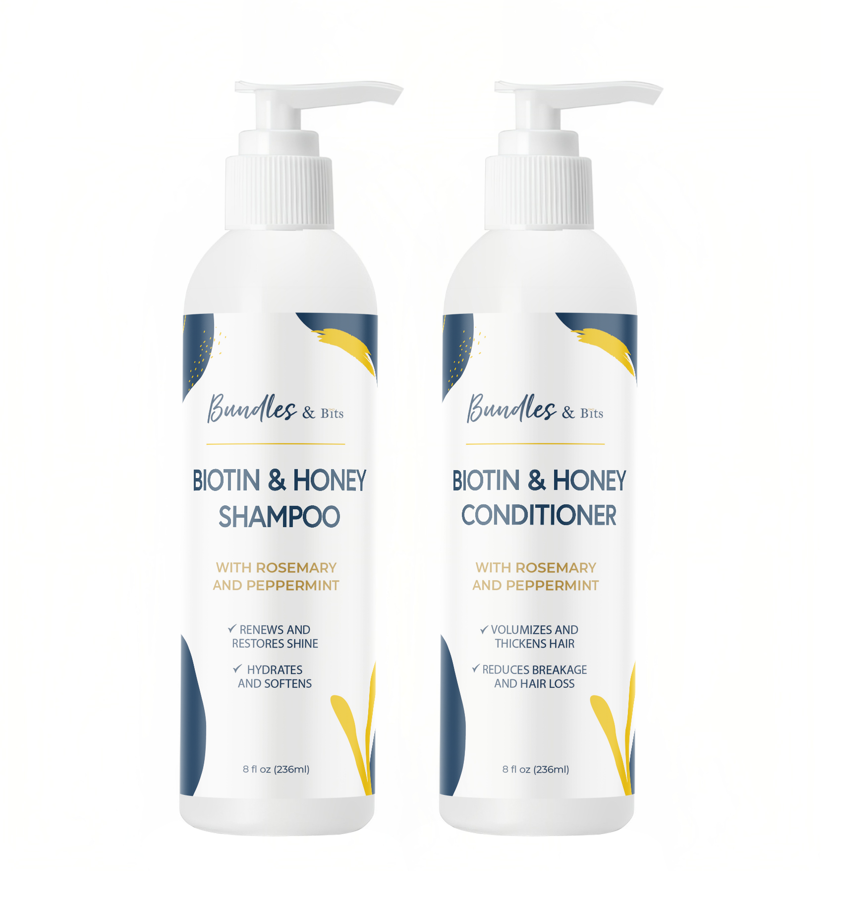 Biotin & Honey Shampoo and Conditioner Hair Care Products_Front