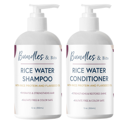 Bundles & Bits Rice Water Shampoo and Conditioner, Front Profile