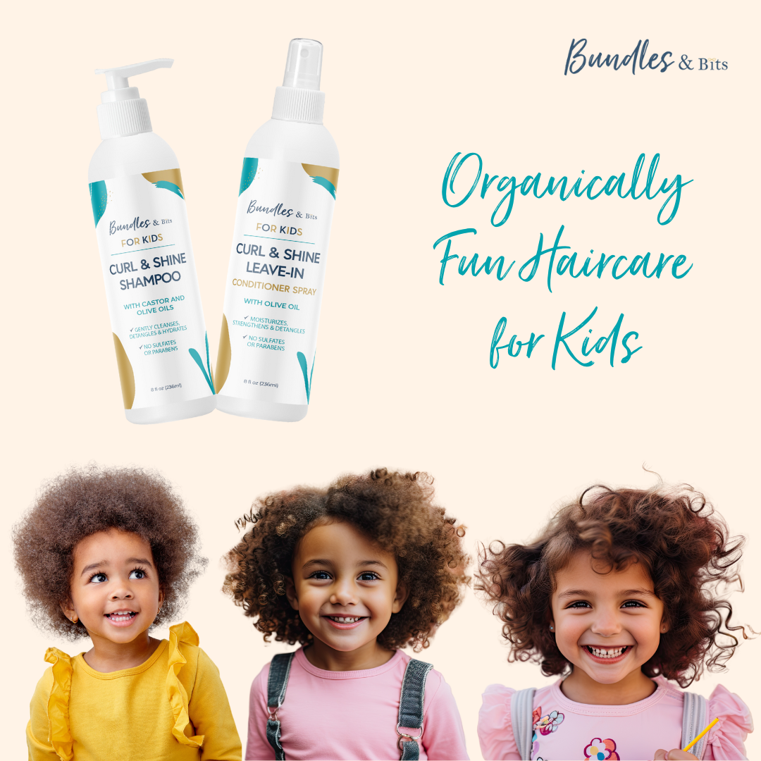 Bundles & Bits Kids Curl and Shine Shampoo and Conditioner, Fun Haircare