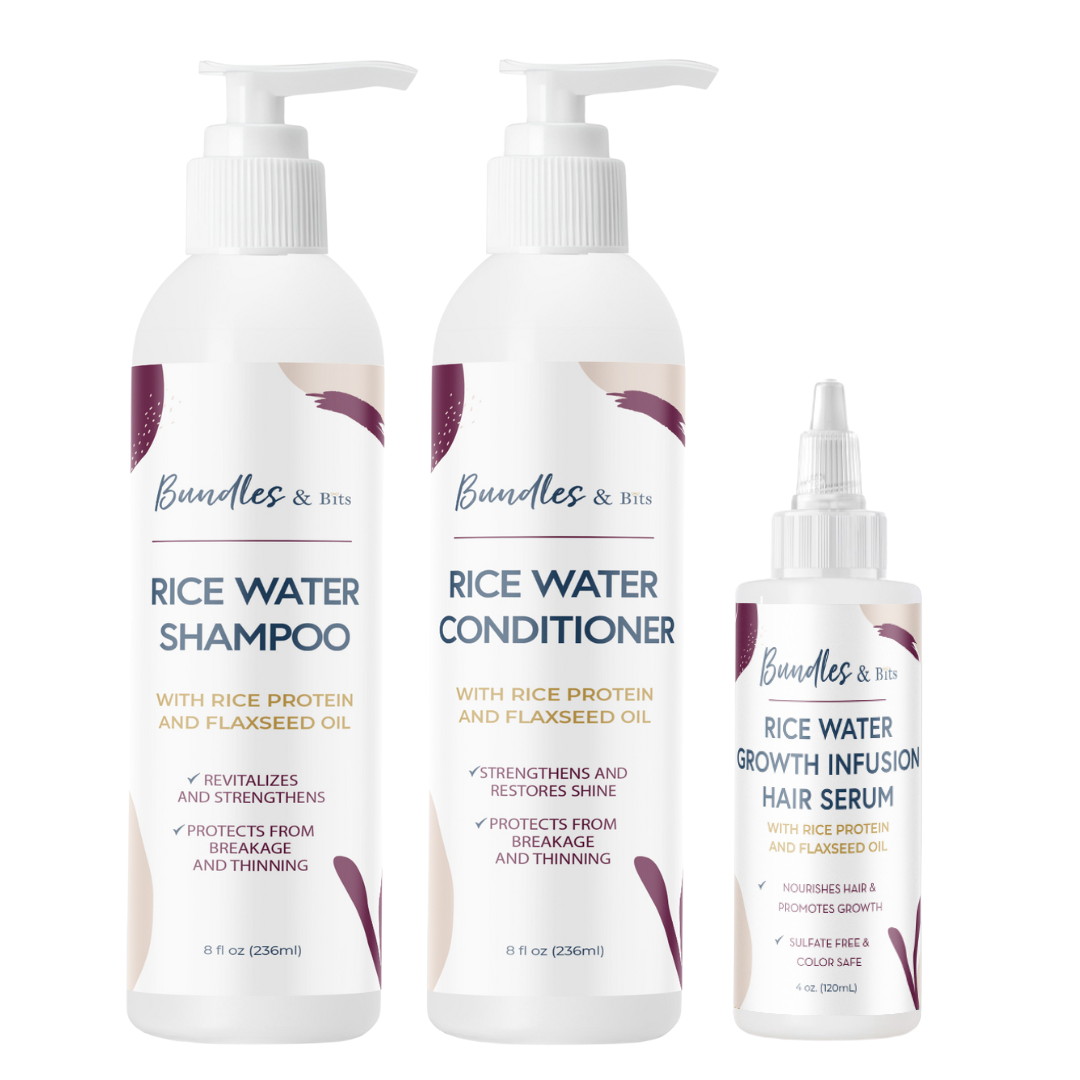 Rice Water Shampoo, Conditioner & Hair Treatment Growth Serum