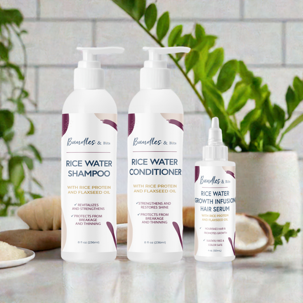 Rice Water Shampoo, Conditioner & Hair Treatment Growth Serum